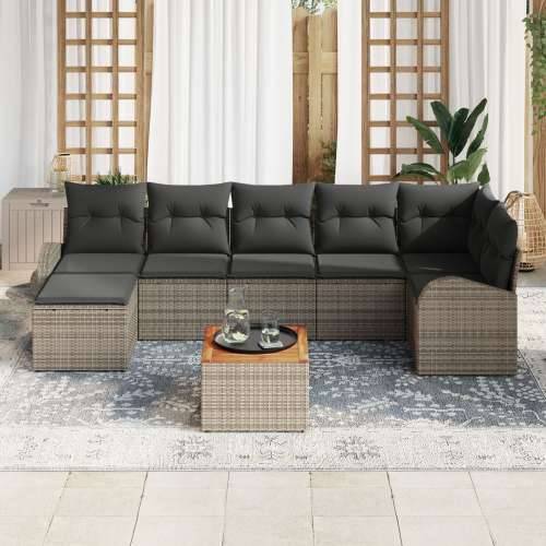 8 dijelni vrtni sofa set s jastučićima sivi poli ratan akacije Cijena