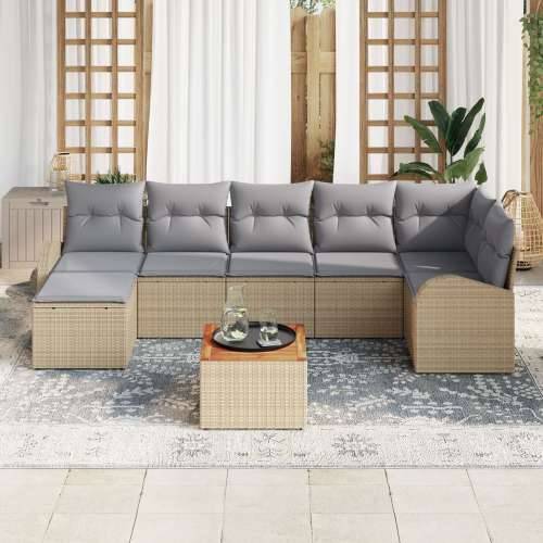 set vrtnih sofa s jastucima Bež Poli ratan Cijena