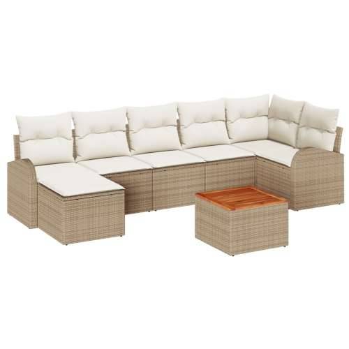 8-Dijelni Vrtni Sofa Set s Jastučićima Bež Poly Ratan Akacija Cijena
