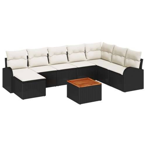 set od 9 komada vrtnih sofa s jastučićima crna poli ratan akacija Cijena