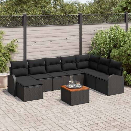 set od 9 vrtnih sofa s jastučićima crni poli ratan i acacia Cijena
