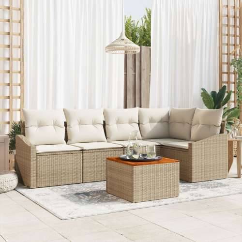 6-dijelni vrtni sofa set s jastucima bež poli ratan akacija Cijena