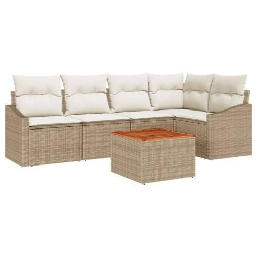 6-dijelni vrtni sofa set s jastucima bež poli ratan akacija Cijena