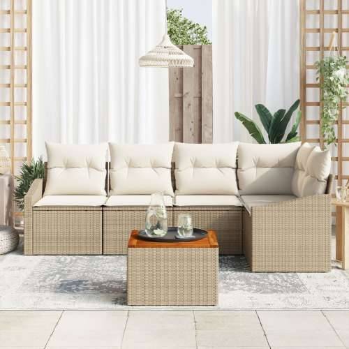 6-dijelni vrtni sofa set s jastucima bež poli ratan akacija Cijena