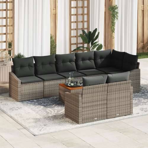 9-dijelni Vrtni Sofa Set s Jastučićima Siva Poli Ratan Akacija Cijena