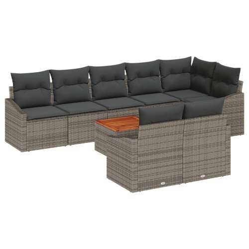 9-dijelni Vrtni Sofa Set s Jastučićima Siva Poli Ratan Akacija Cijena
