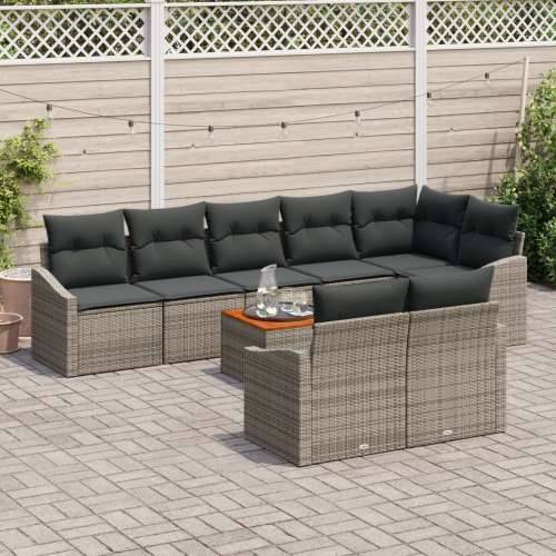 9-dijelni Vrtni Sofa Set s Jastučićima Siva Poli Ratan Akacija Cijena