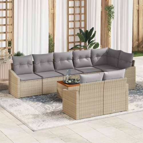 set vrtnih sofa od 9 komada s jastučićima bež poli ratan akacija Cijena