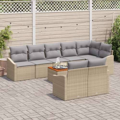 set vrtnih sofa od 9 komada s jastučićima bež poli ratan akacija Cijena