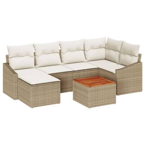 7-dijelni vrtni sofa set s jastučićima Bež Poli ratan Akacija Cijena