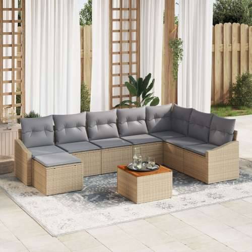9-dijelni vrtni sofa set s jastučićima Bež Poli ratan Akacija Cijena