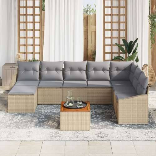 9-dijelni vrtni sofa set s jastučićima Bež Poli ratan Akacija Cijena