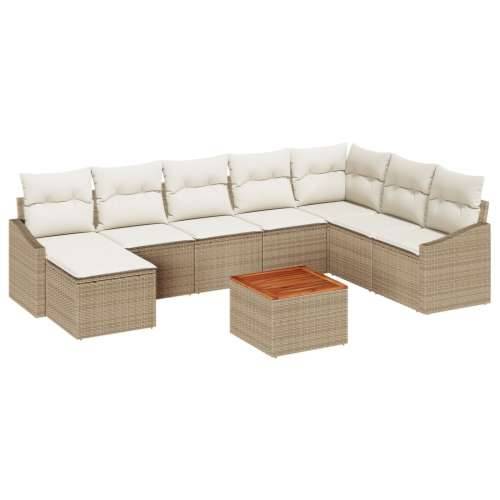 9 komadni vrtni sofa set s jastučićima Bež Poli ratan Acacia Cijena