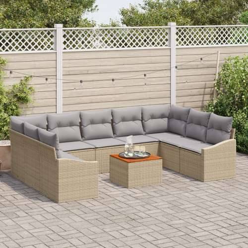 10-dijelni vrtni sofa set s jastučićima bež poli ratan akacija Cijena