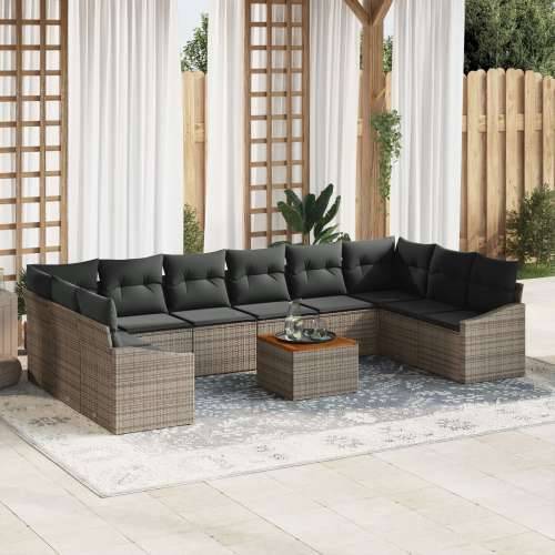 set vrtnih sofa od 11 dijelova s jastucima sivi poly ratan akacija Cijena