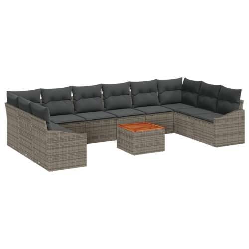 set vrtnih sofa od 11 dijelova s jastucima sivi poly ratan akacija Cijena