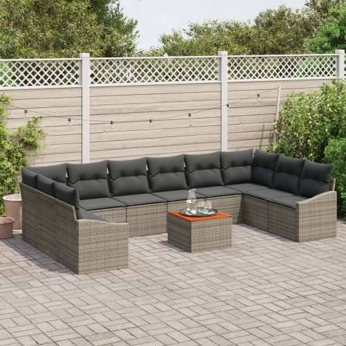 set vrtnih sofa od 11 dijelova s jastucima sivi poly ratan akacija Cijena