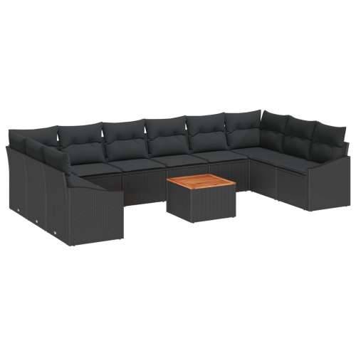 Set od 11 Vrtnih Sofa s Jastučićima Crni Poliratan Acacia Cijena