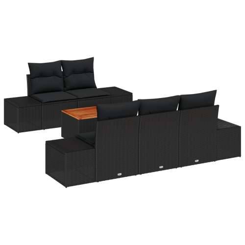set od 6 dijelova sofa za vrt s jastučićima crna poli ratan akacija Cijena