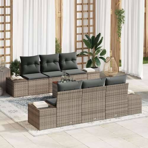 7-dijelni vrtni sofa set s jastučićima siva poli ratan akacija Cijena