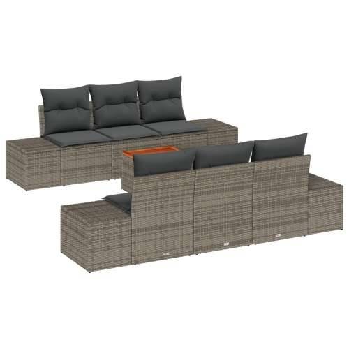 7-dijelni vrtni sofa set s jastučićima siva poli ratan akacija Cijena
