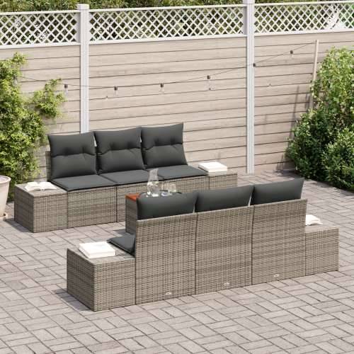 7-dijelni vrtni sofa set s jastučićima siva poli ratan akacija Cijena