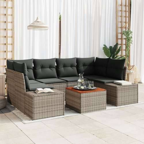 7-dijelni vrtni sofa set s jastučićima Siva Poli ratan Akacija Cijena