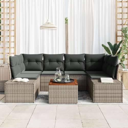 7-dijelni vrtni sofa set s jastučićima Siva Poli ratan Akacija Cijena