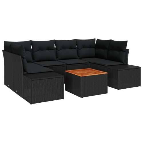 set od 7 vrtnih sofa s jastučićima crni poli ratan akacija Cijena
