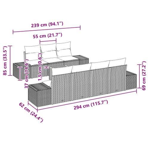 set od 8 komada vrtne sofe s jastučićima Bež poly ratan Acacia Cijena