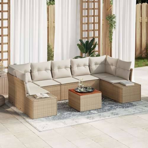 8-dijelni Vrtni Sofa Set s Jastučićima Bež Poli Ratan Akacija Cijena