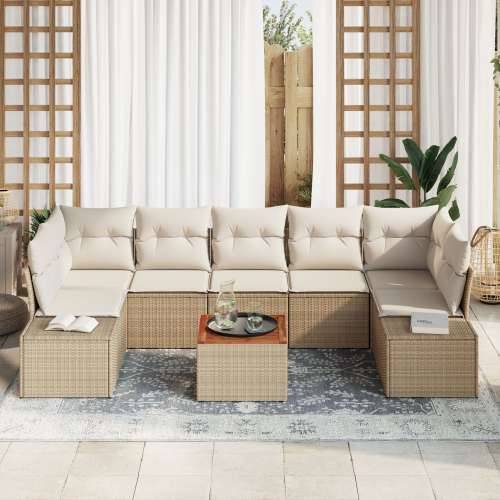 8-dijelni Vrtni Sofa Set s Jastučićima Bež Poli Ratan Akacija Cijena