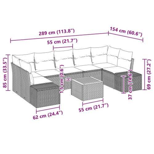 8-dijelni Vrtni Sofa Set s Jastučićima Bež Poli Ratan Akacija Cijena