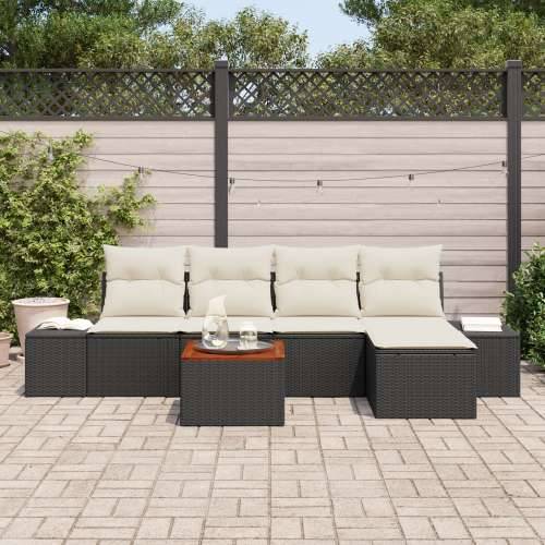 set od 6 vrtnih sofa s jastucima crni poli ratan acacia Cijena