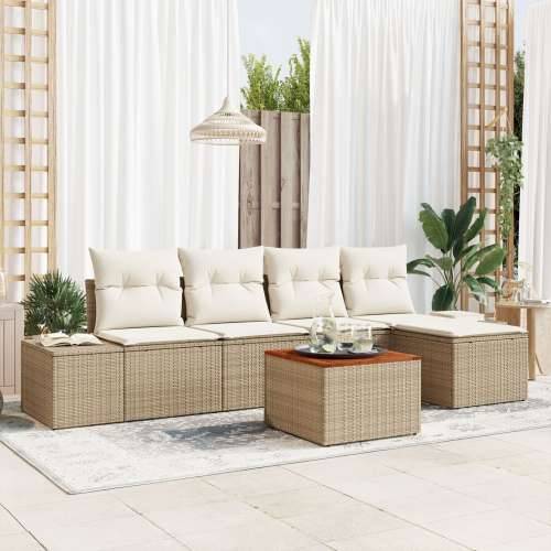 6-dijelni vrtni sofa set s jastučićima bež poli ratan akacija Cijena