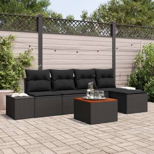 6-dijelni vrtni sofa set s jastučićima crna poli ratan akacija Cijena