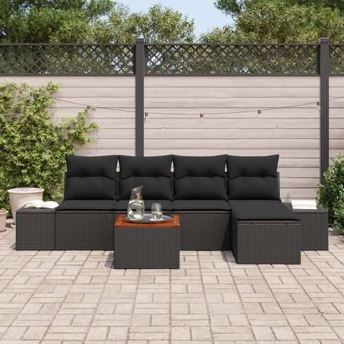 6-dijelni vrtni sofa set s jastučićima crna poli ratan akacija Cijena