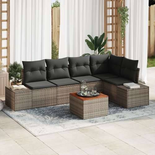 6-dijelni Vrtni Sofa Set s Jastučićima Siva Poli Ratan Akacija Cijena
