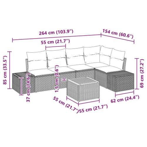 6-dijelni Vrtni Sofa Set s Jastučićima Siva Poli Ratan Akacija Cijena