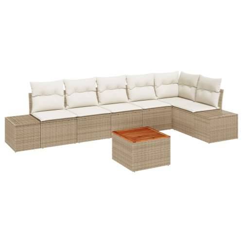 Set od 7 komada garniture za vrt s jastucima bež poli ratan akacije Cijena