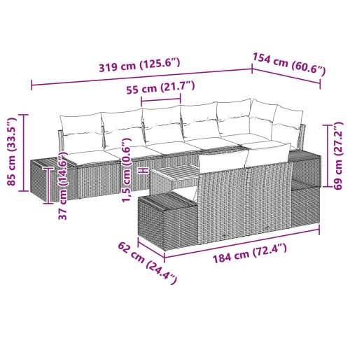 9 Dijelni Vrtni Sofa Set s Jastučićima Crni Poli Ratan Akacija Cijena