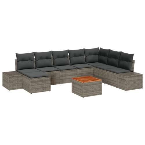 9-dijelni vrtni sofa set s jastucima sivi poli ratan akacija Cijena