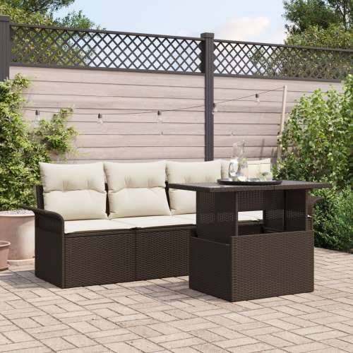 5 Komada Vrtni Set Sofa s Jastucima Smeđa Poli Ratan Cijena