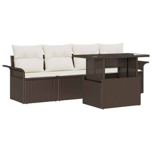 5 Komada Vrtni Set Sofa s Jastucima Smeđa Poli Ratan Cijena