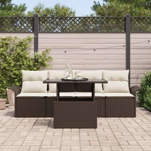 5 Komada Vrtni Set Sofa s Jastucima Smeđa Poli Ratan Cijena