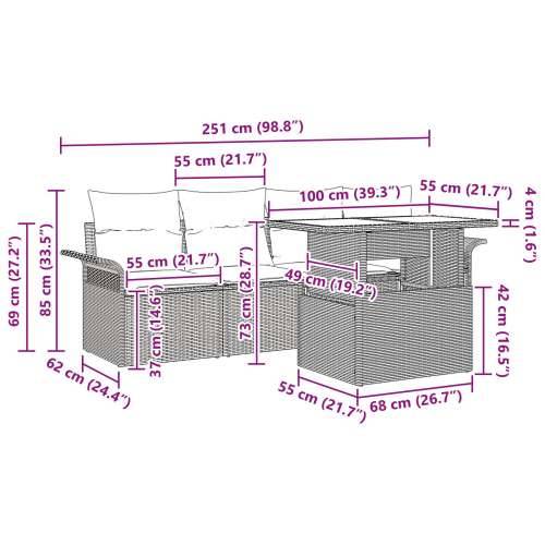 5 Komada Vrtni Set Sofa s Jastucima Smeđa Poli Ratan Cijena