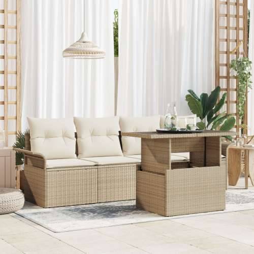5-dijelni vrtni sofa set s jastucima bež poli ratan Cijena