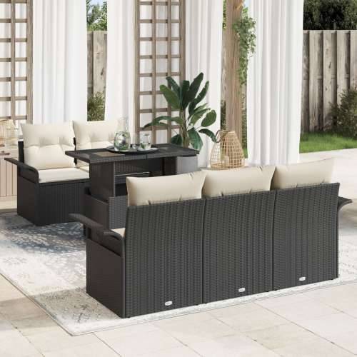 set od 6 komada vrtnih sofa s jastučićima crna poli ratan Cijena