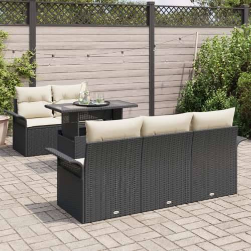 set od 6 komada vrtnih sofa s jastučićima crna poli ratan Cijena