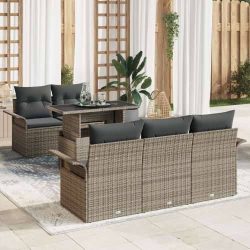 set od 6 komada vrtnih sofa s jastučićima sivo poli ratan Cijena